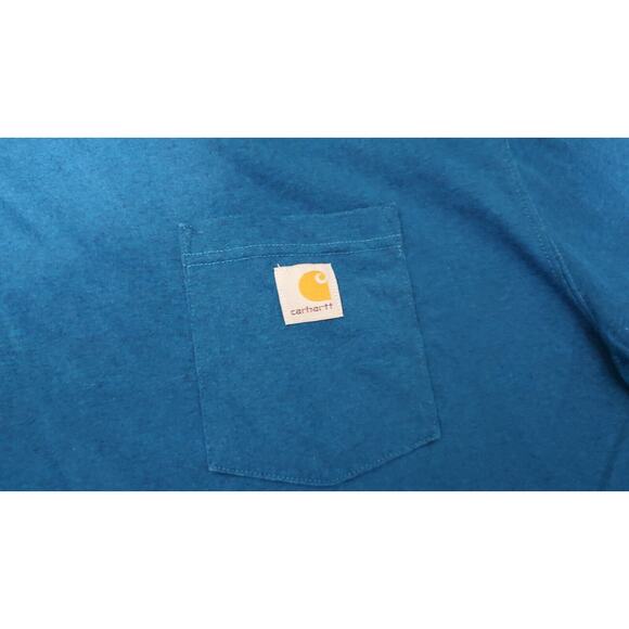Carhartt Mens T Shirt 2XL XXL Bright Turquoise Blue Original Fit Logo Pocket Tee - Picture 3 of 10